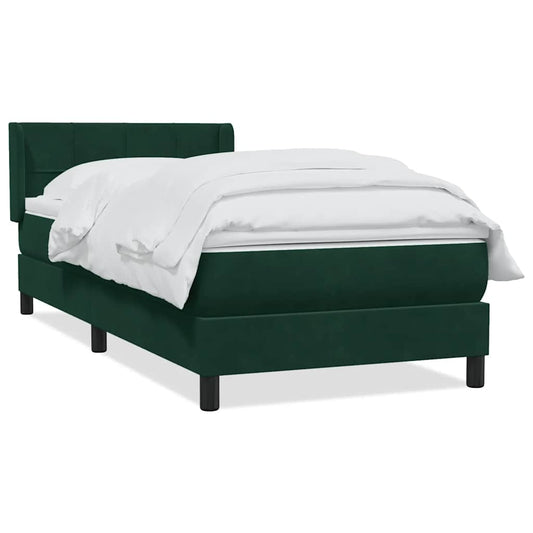 vidaXL Box Spring κρεβάτι με στρώμα σκούρο πράσινο 80x220εκ. Βελούδινο
