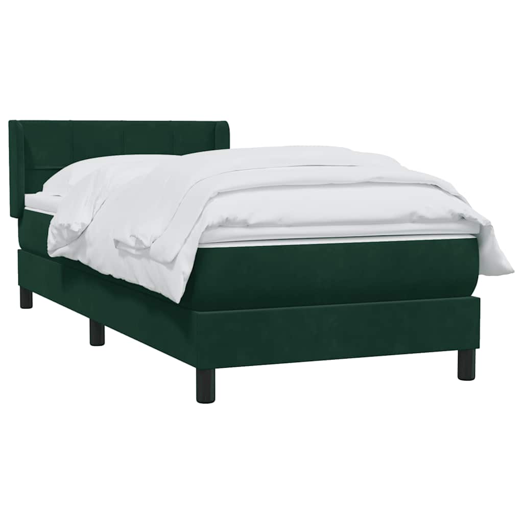 vidaXL Box Spring κρεβάτι με στρώμα σκούρο πράσινο 80x220εκ. Βελούδινο