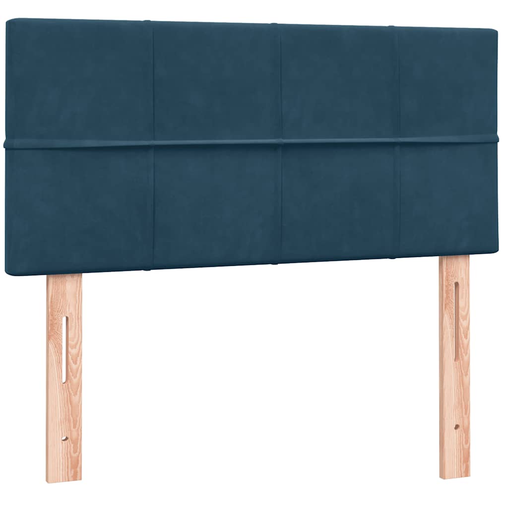 vidaXL Κρεβάτι Boxspring με Στρώμα Σκούρο Μπλε 80x220 εκ. Βελούδινο