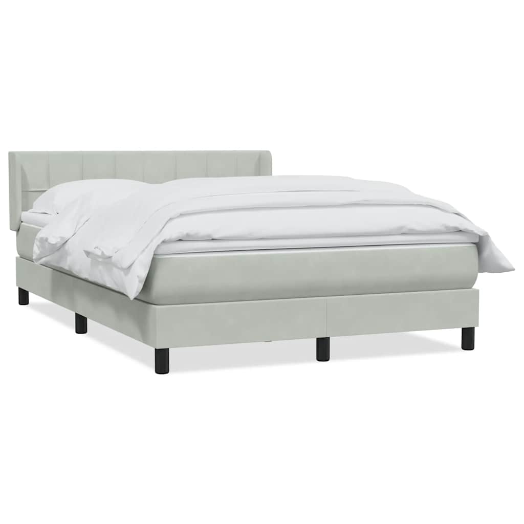 vidaXL Κρεβάτι Boxspring με Στρώμα Ανοιχτό Γκρι 160x220 εκ. Βελούδινο