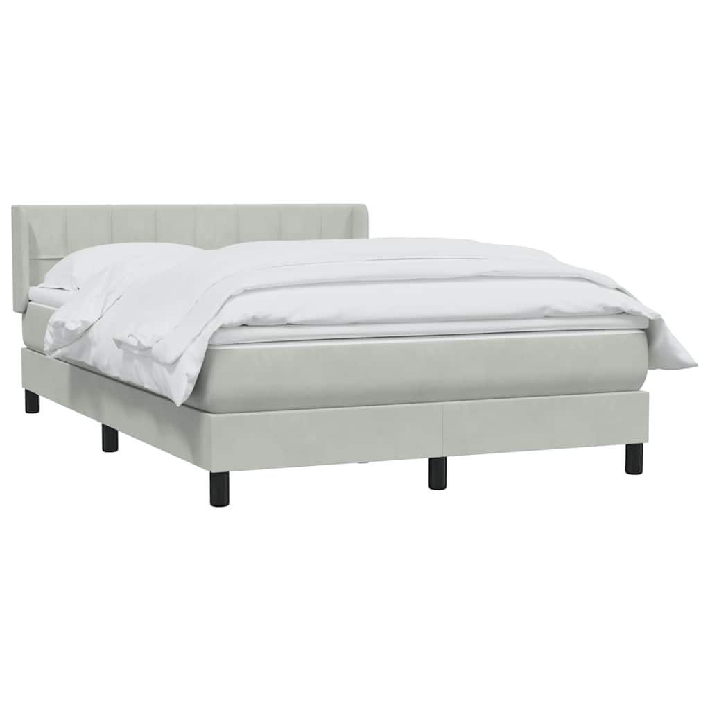 vidaXL Κρεβάτι Boxspring με Στρώμα Ανοιχτό Γκρι 160x220 εκ. Βελούδινο