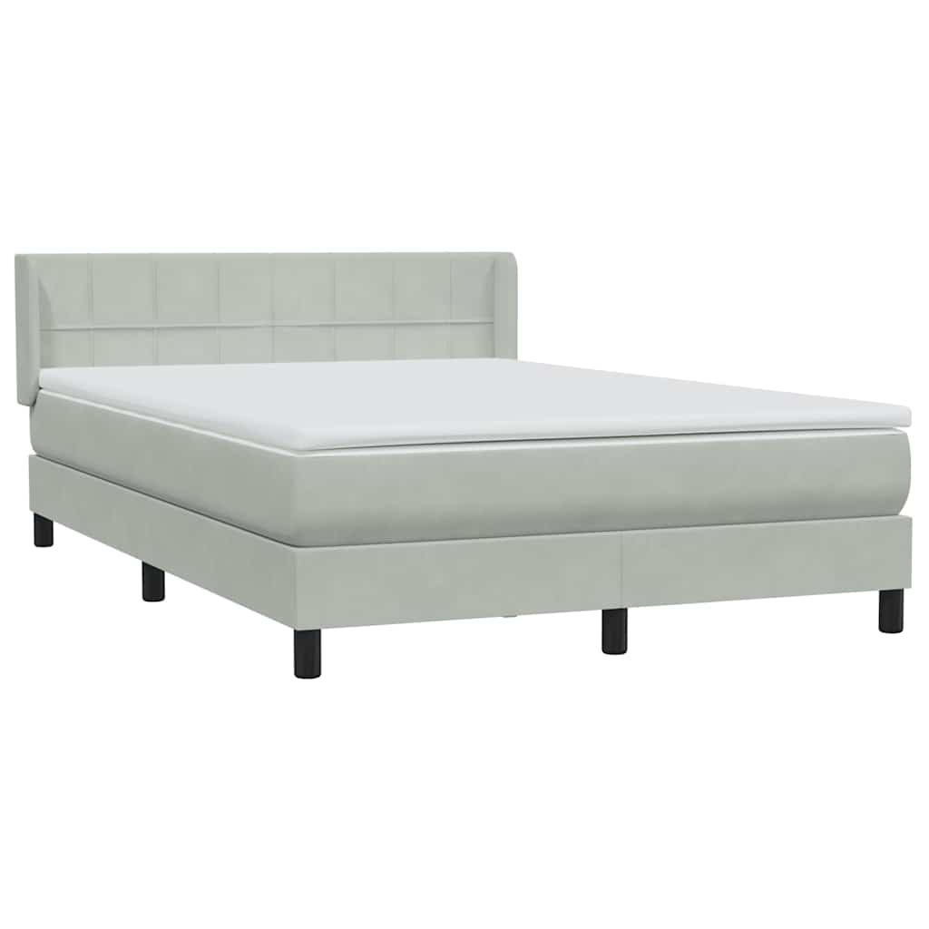 vidaXL Κρεβάτι Boxspring με Στρώμα Ανοιχτό Γκρι 160x220 εκ. Βελούδινο