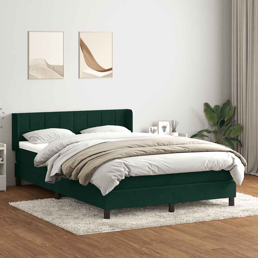 vidaXL Box Spring κρεβάτι με στρώμα σκούρο πράσινο 160x220cm Βελούδινο