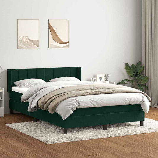 vidaXL Box Spring κρεβάτι με στρώμα σκούρο πράσινο 160x220cm Βελούδινο