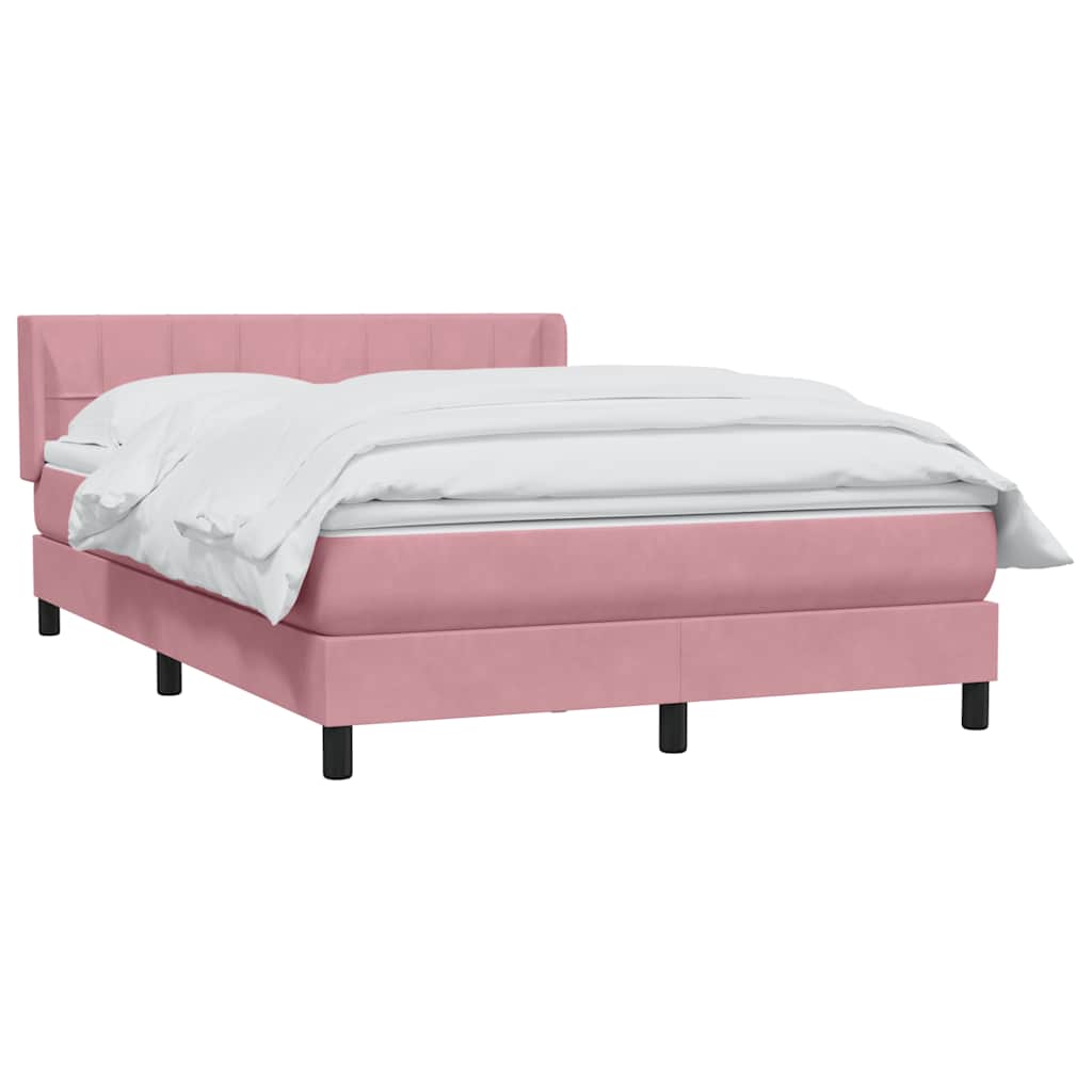 vidaXL Box Spring κρεβάτι με στρώμα ροζ 160x220 cm Βελούδινο