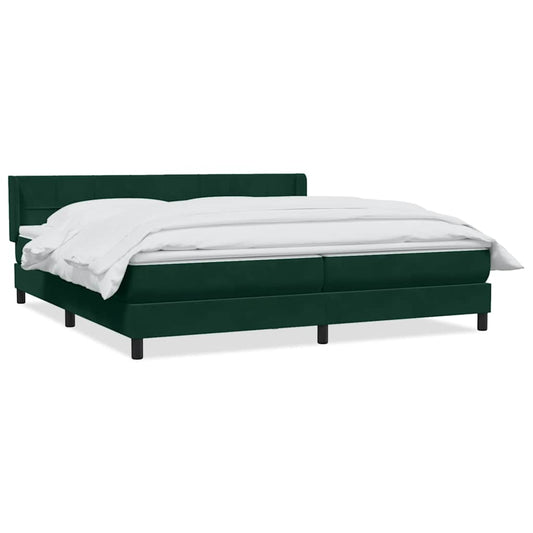 vidaXL Box Spring κρεβάτι με στρώμα σκούρο πράσινο 180x220cm Βελούδινο