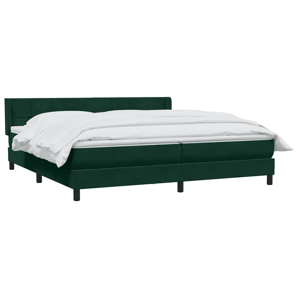 vidaXL Box Spring κρεβάτι με στρώμα σκούρο πράσινο 180x220cm Βελούδινο