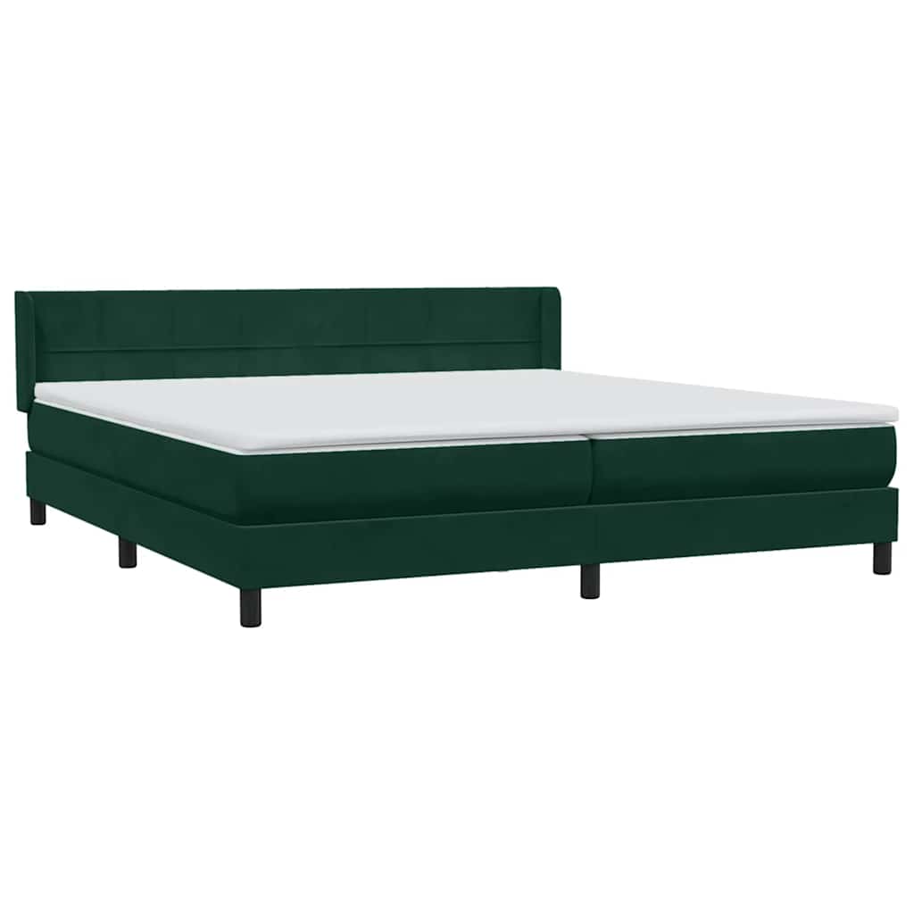 vidaXL Box Spring κρεβάτι με στρώμα σκούρο πράσινο 180x220cm Βελούδινο