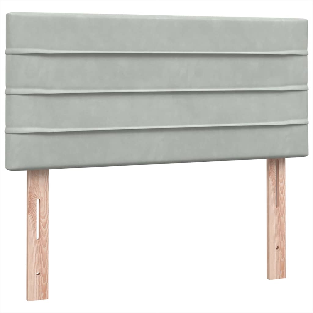 vidaXL Κρεβάτι Boxspring με Στρώμα Ανοιχτό Γκρι 80x210 εκ. Βελούδινο