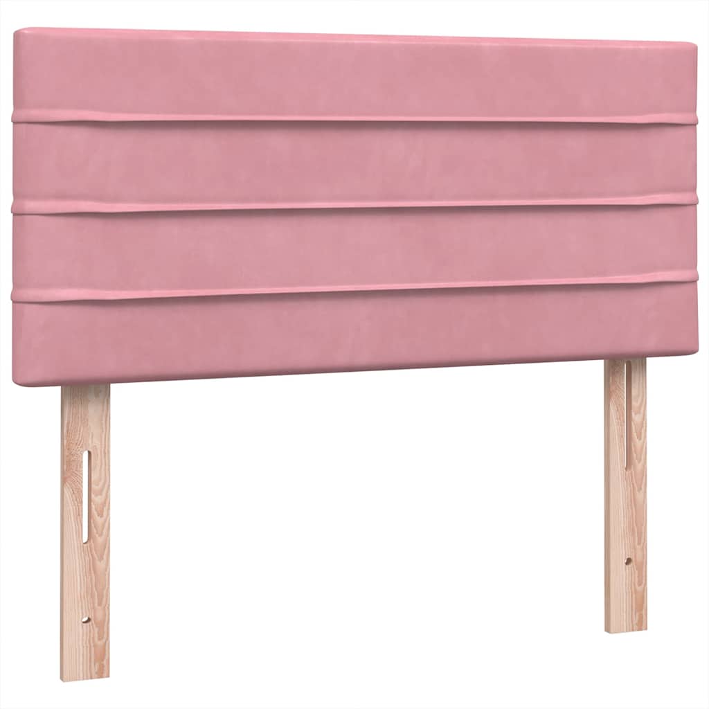 vidaXL Box Spring κρεβάτι με στρώμα ροζ 90x210 εκ. Βελούδινο