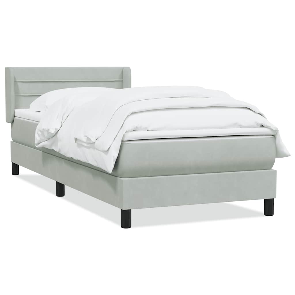 vidaXL Box Spring κρεβάτι με στρώμα ανοιχτό γκρι 80x220 cm Βελούδινο