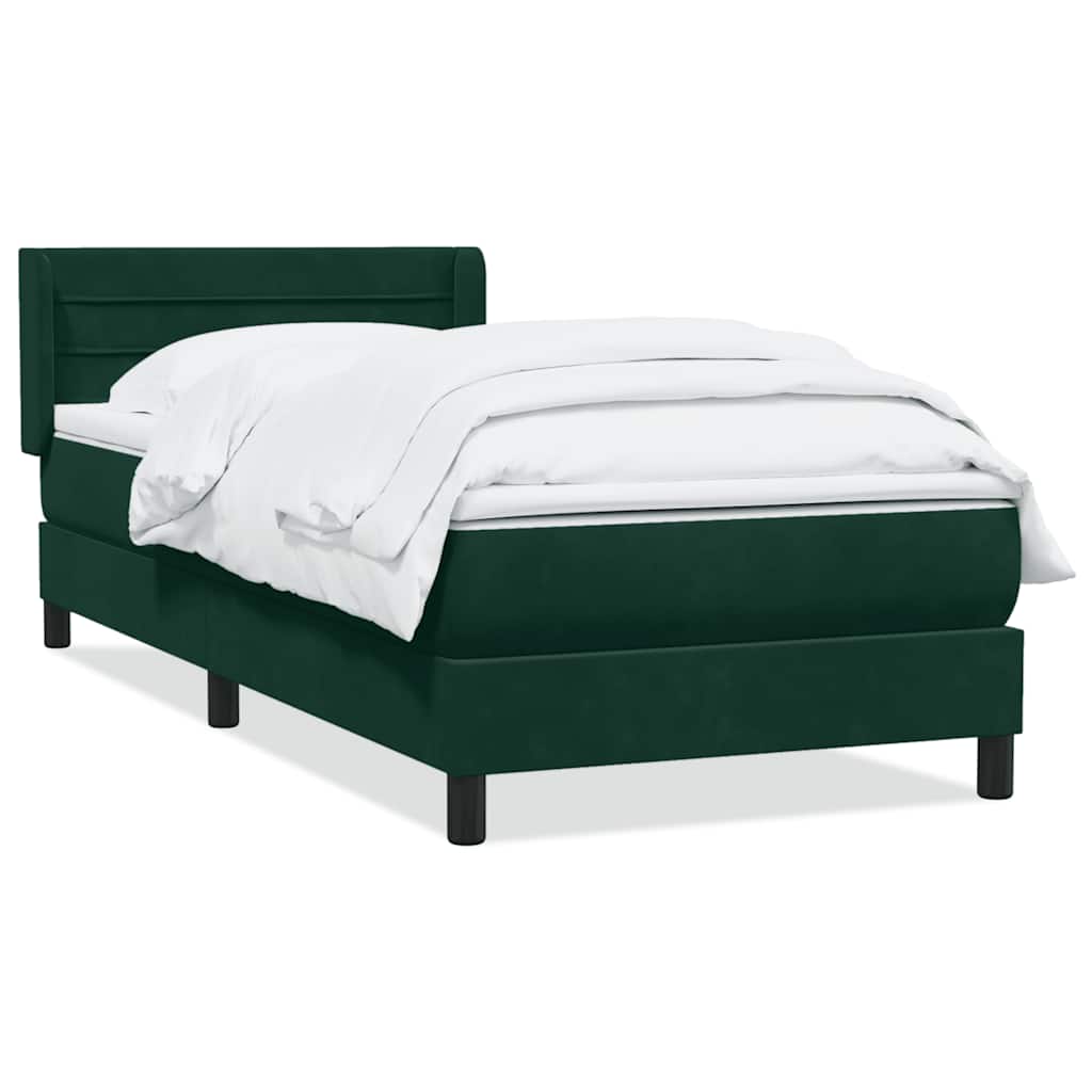 vidaXL Box Spring κρεβάτι με στρώμα σκούρο πράσινο 80x220εκ. Βελούδινο