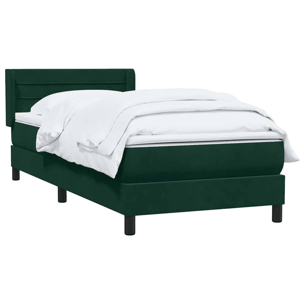 vidaXL Box Spring κρεβάτι με στρώμα σκούρο πράσινο 80x220εκ. Βελούδινο