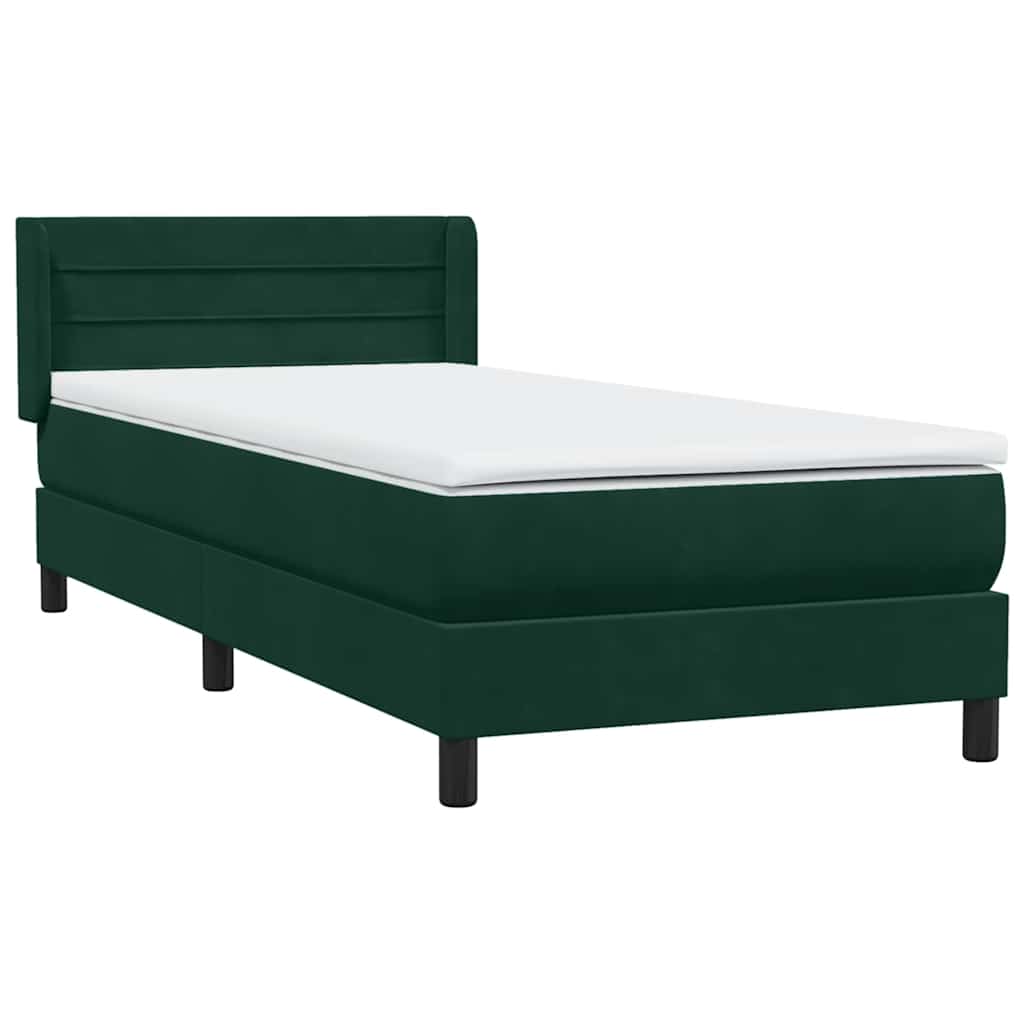 vidaXL Box Spring κρεβάτι με στρώμα σκούρο πράσινο 80x220εκ. Βελούδινο
