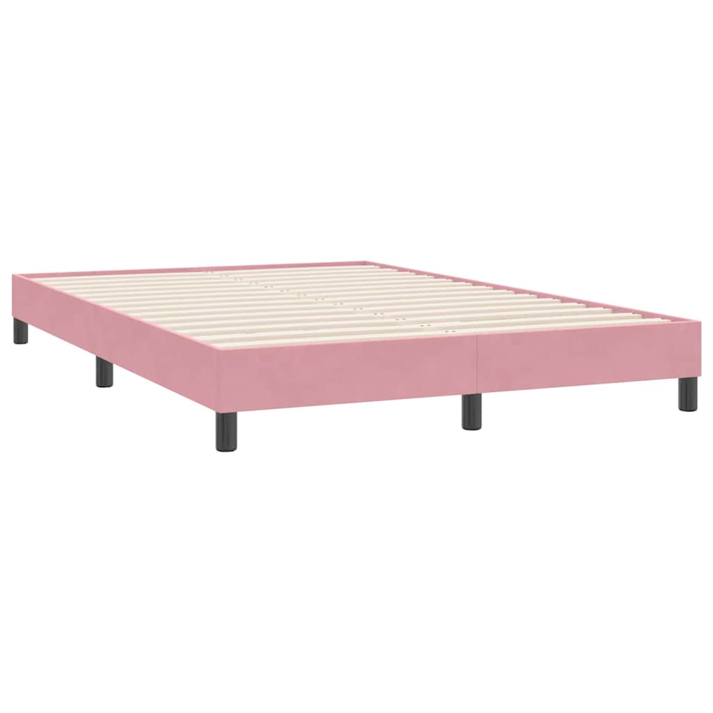 vidaXL Box Spring κρεβάτι με στρώμα ροζ 140x220 cm Βελούδινο