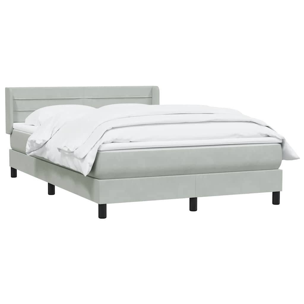 vidaXL Κρεβάτι Boxspring με Στρώμα Ανοιχτό Γκρι 160x220 εκ. Βελούδινο