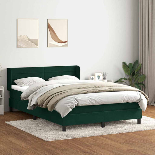vidaXL Box Spring κρεβάτι με στρώμα σκούρο πράσινο 160x220cm Βελούδινο