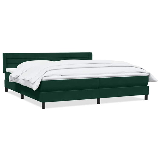 vidaXL Box Spring κρεβάτι με στρώμα σκούρο πράσινο 180x220cm Βελούδινο