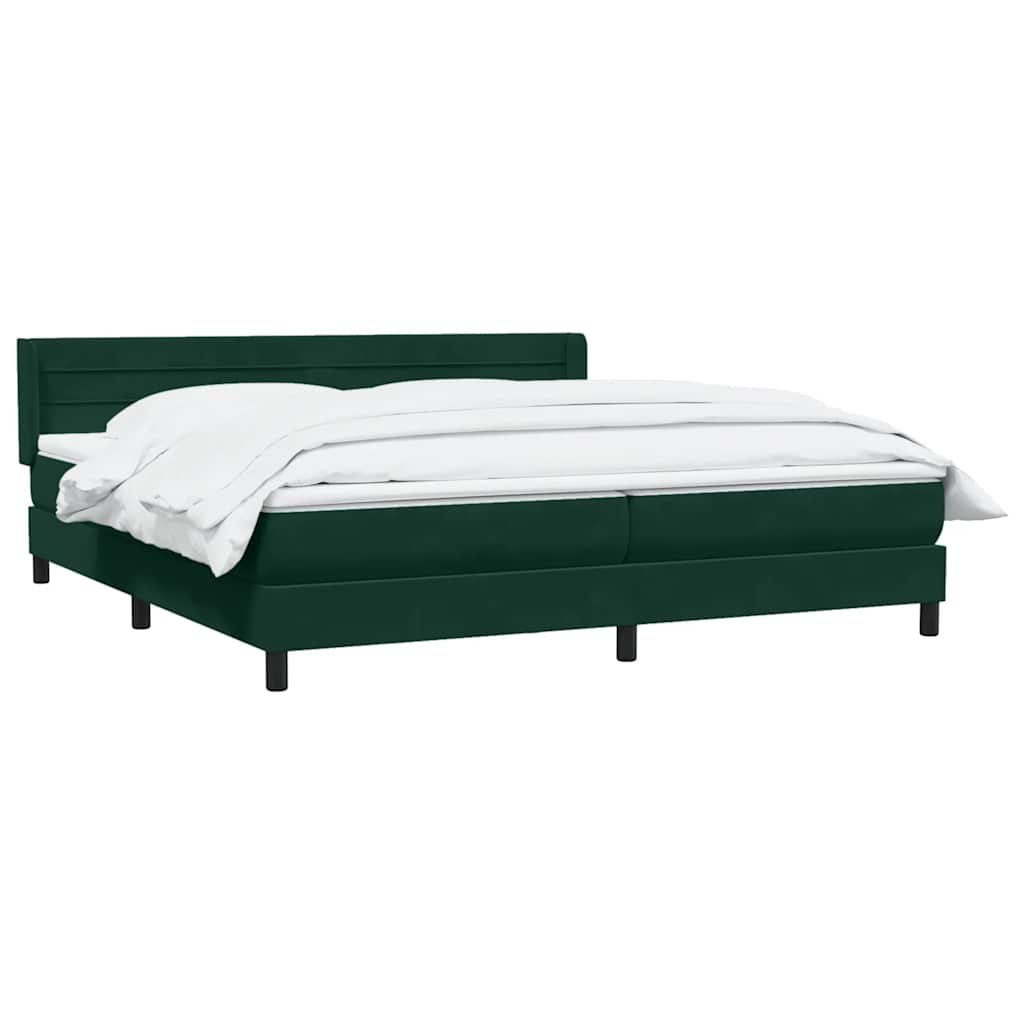 vidaXL Box Spring κρεβάτι με στρώμα σκούρο πράσινο 180x220cm Βελούδινο