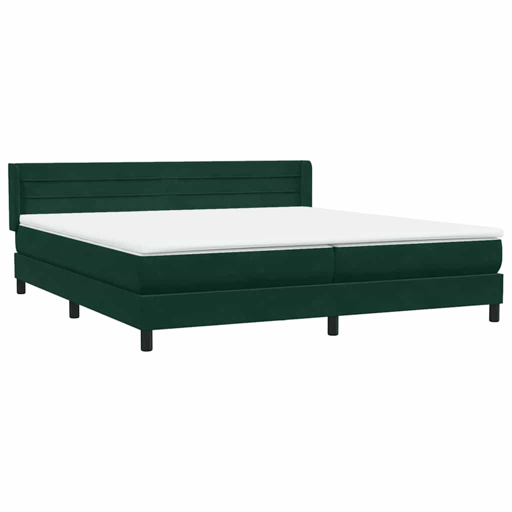 vidaXL Box Spring κρεβάτι με στρώμα σκούρο πράσινο 180x220cm Βελούδινο