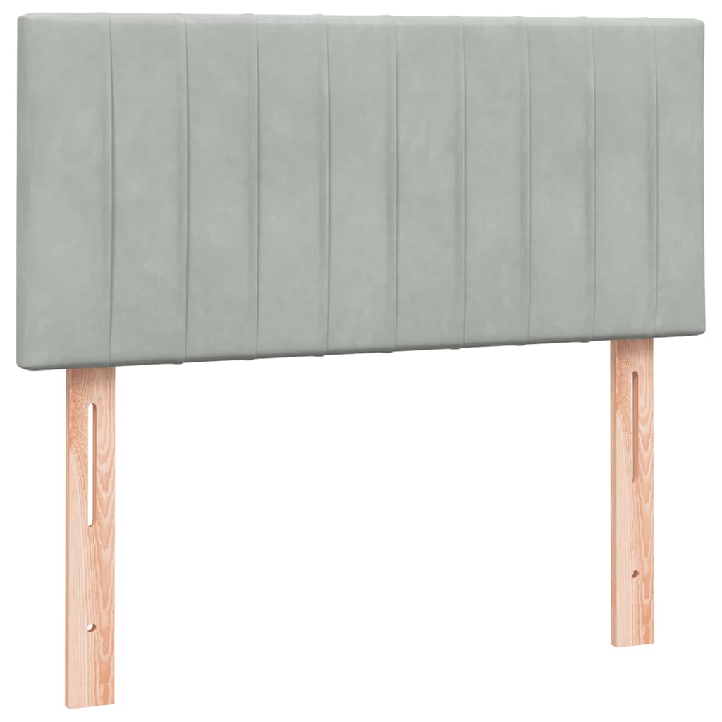 vidaXL Κρεβάτι Boxspring με Στρώμα Ανοιχτό Γκρι 80x210 εκ. Βελούδινο