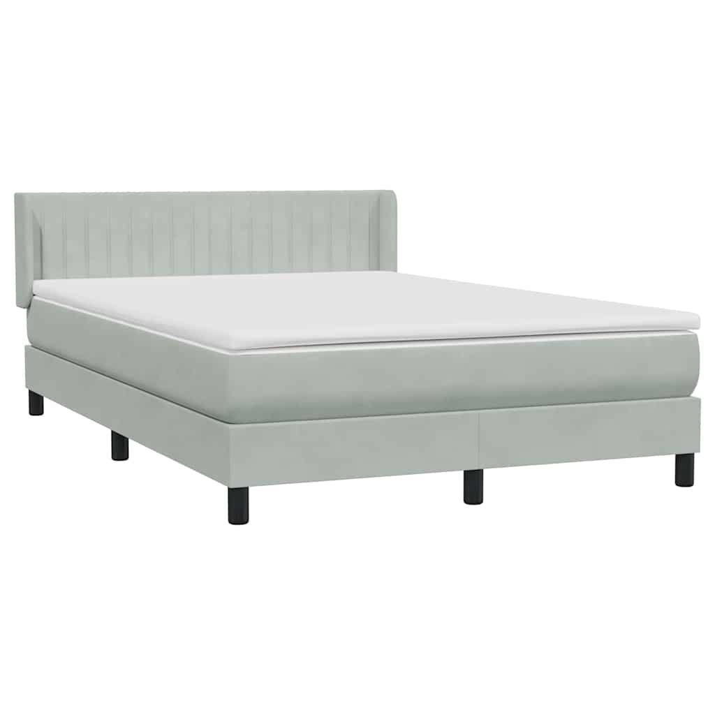 vidaXL Κρεβάτι Boxspring με Στρώμα Ανοιχτό Γκρι 160x210 εκ. Βελούδινο