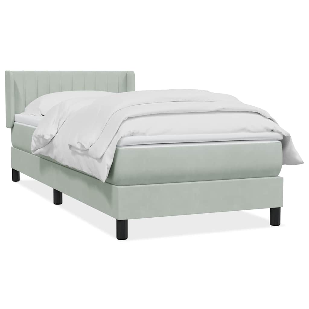 vidaXL Box Spring κρεβάτι με στρώμα ανοιχτό γκρι 80x220 cm Βελούδινο