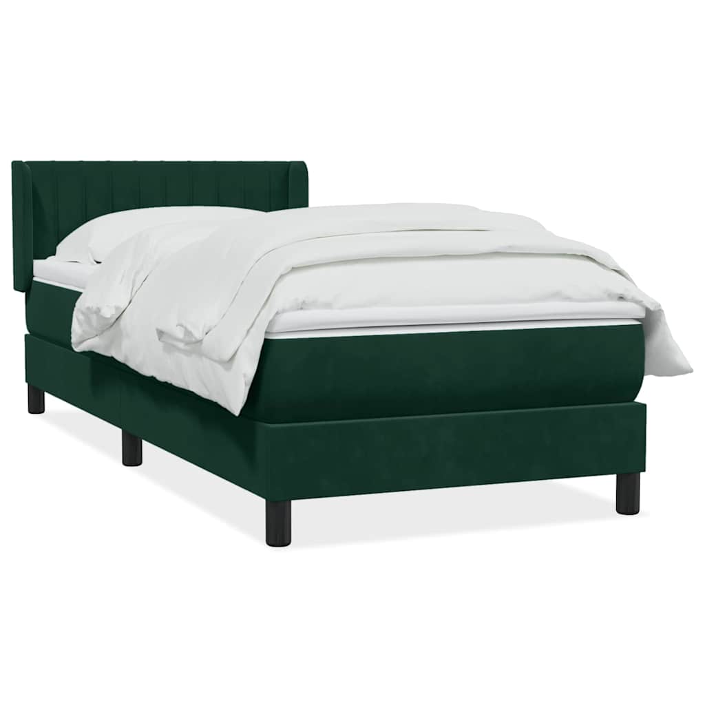 vidaXL Box Spring κρεβάτι με στρώμα σκούρο πράσινο 80x220εκ. Βελούδινο