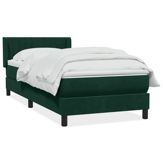 vidaXL Box Spring κρεβάτι με στρώμα σκούρο πράσινο 80x220εκ. Βελούδινο
