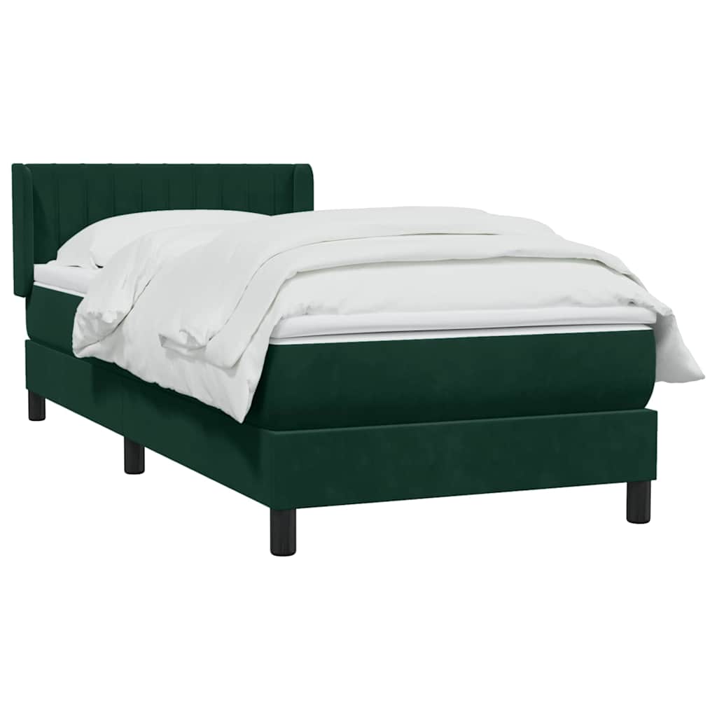 vidaXL Box Spring κρεβάτι με στρώμα σκούρο πράσινο 80x220εκ. Βελούδινο