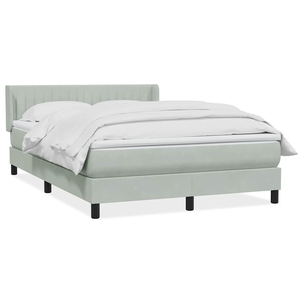 vidaXL Κρεβάτι Boxspring με Στρώμα Ανοιχτό Γκρι 160x220 εκ. Βελούδινο