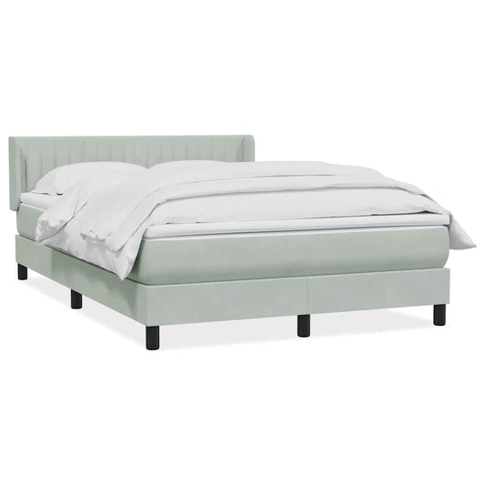 vidaXL Κρεβάτι Boxspring με Στρώμα Ανοιχτό Γκρι 160x220 εκ. Βελούδινο