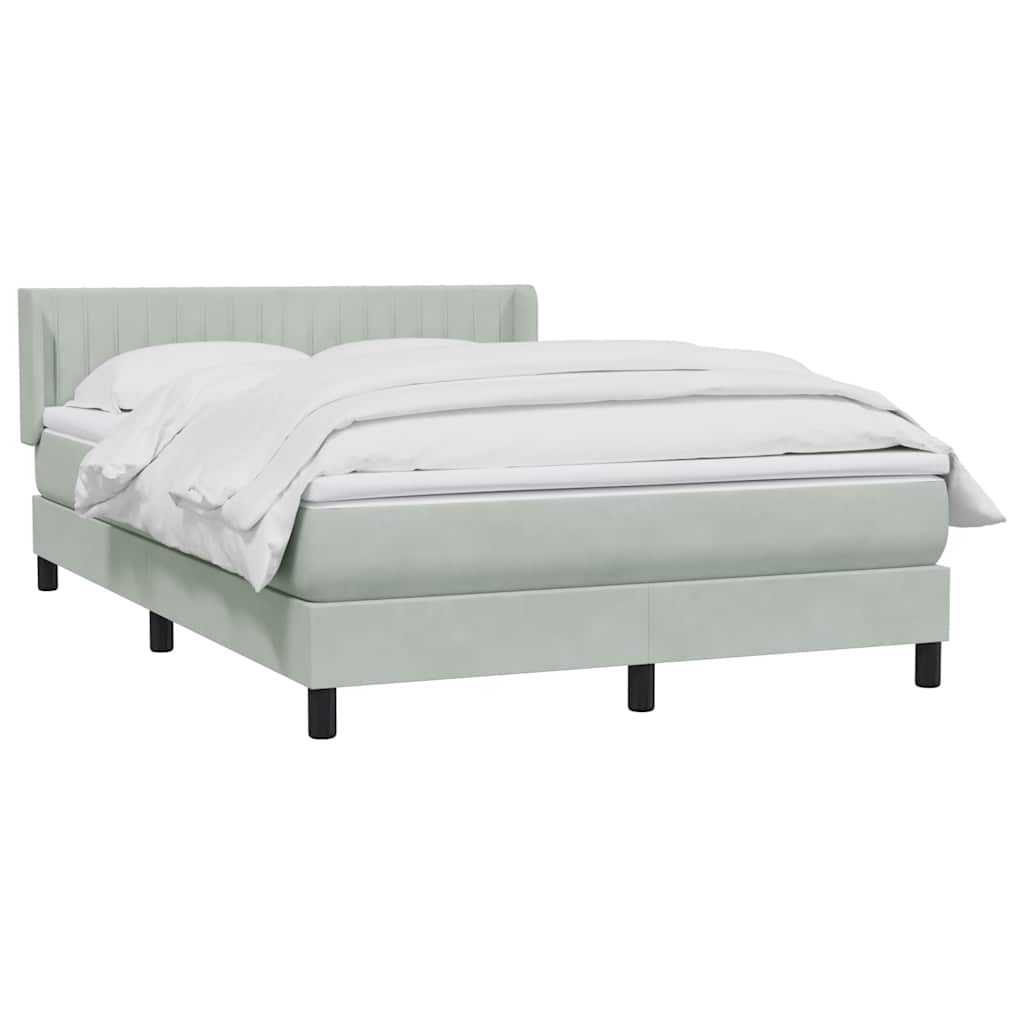 vidaXL Κρεβάτι Boxspring με Στρώμα Ανοιχτό Γκρι 160x220 εκ. Βελούδινο