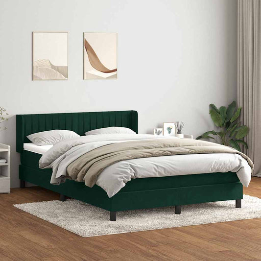 vidaXL Box Spring κρεβάτι με στρώμα σκούρο πράσινο 160x220cm Βελούδινο