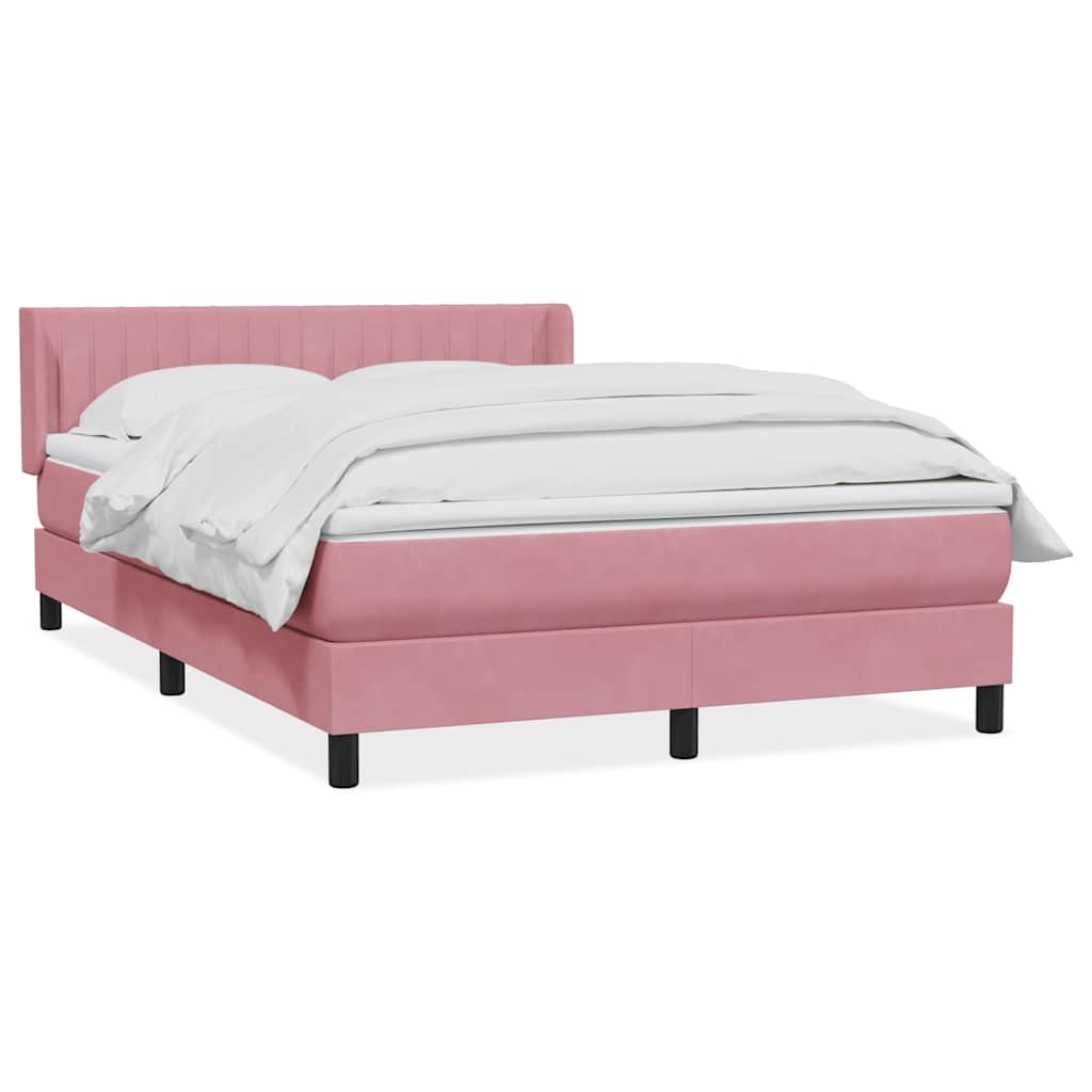 vidaXL Box Spring κρεβάτι με στρώμα ροζ 160x220 cm Βελούδινο