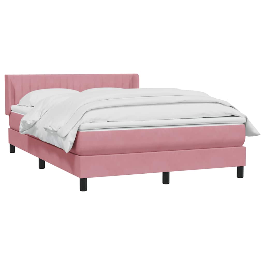 vidaXL Box Spring κρεβάτι με στρώμα ροζ 160x220 cm Βελούδινο