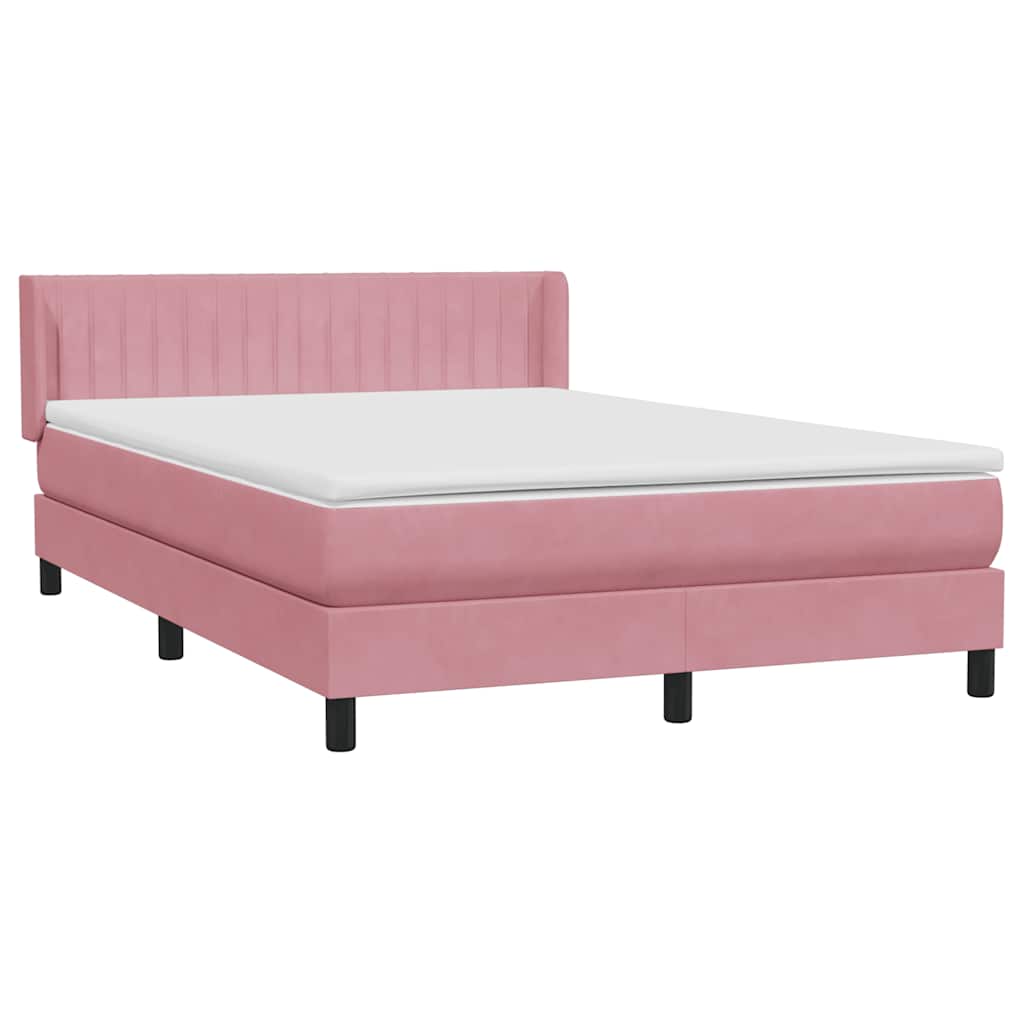 vidaXL Box Spring κρεβάτι με στρώμα ροζ 160x220 cm Βελούδινο
