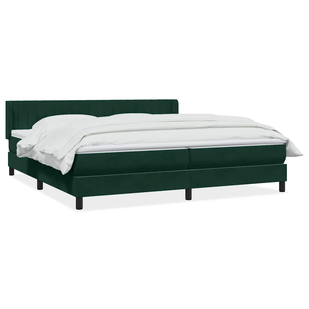 vidaXL Box Spring κρεβάτι με στρώμα σκούρο πράσινο 180x220cm Βελούδινο