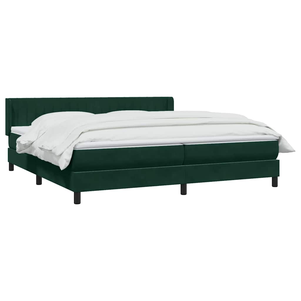 vidaXL Box Spring κρεβάτι με στρώμα σκούρο πράσινο 180x220cm Βελούδινο
