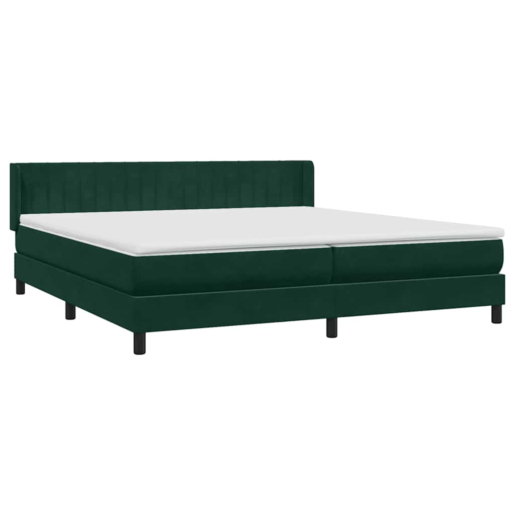 vidaXL Box Spring κρεβάτι με στρώμα σκούρο πράσινο 180x220cm Βελούδινο