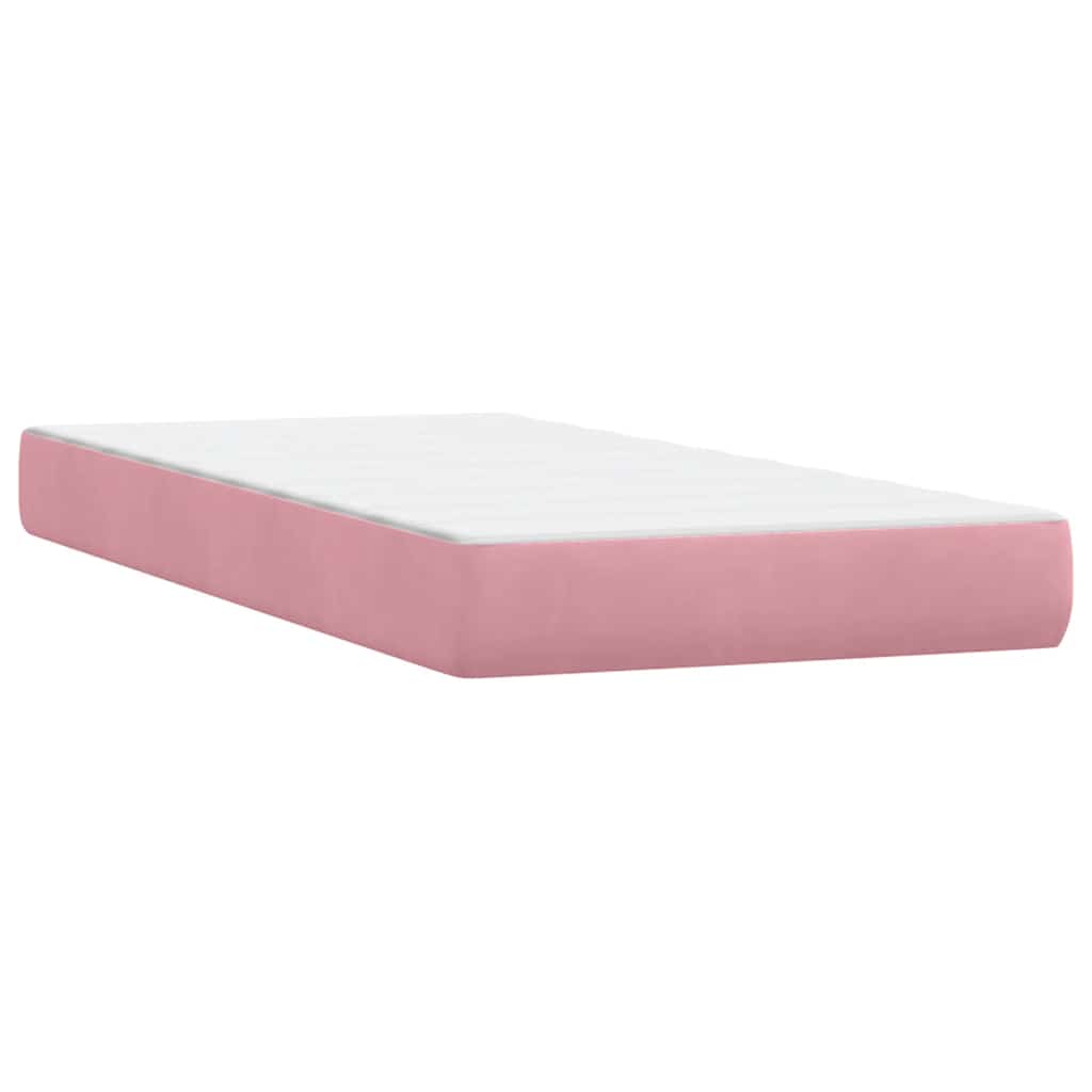vidaXL Box Spring κρεβάτι με στρώμα ροζ 90x210 εκ. Βελούδινο