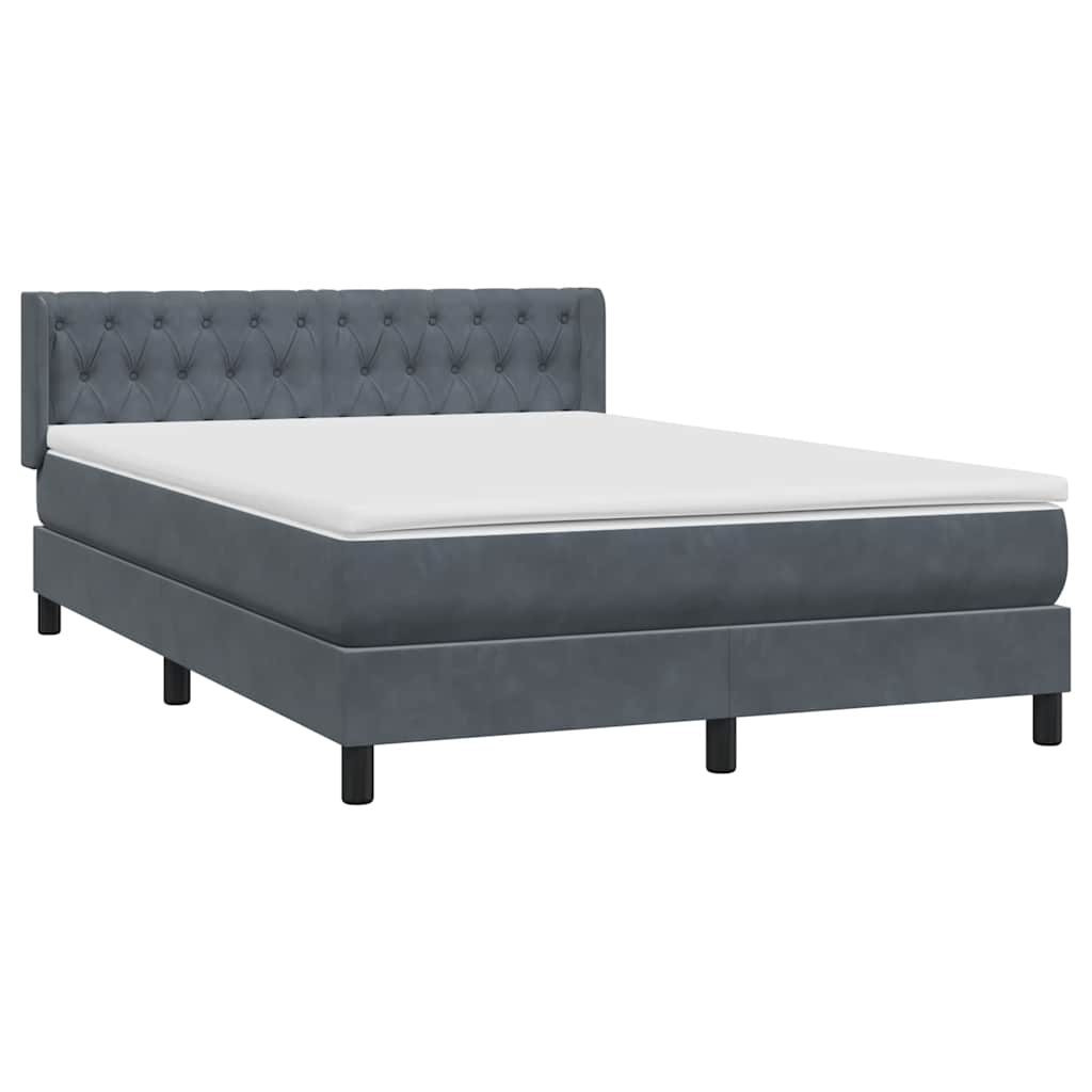 vidaXL Κρεβάτι Boxspring με Στρώμα Σκούρο Γκρι 160x210 εκ. Βελούδινο