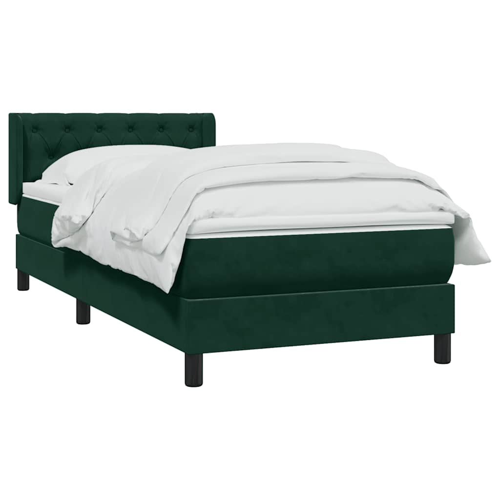 vidaXL Box Spring κρεβάτι με στρώμα σκούρο πράσινο 80x220εκ. Βελούδινο