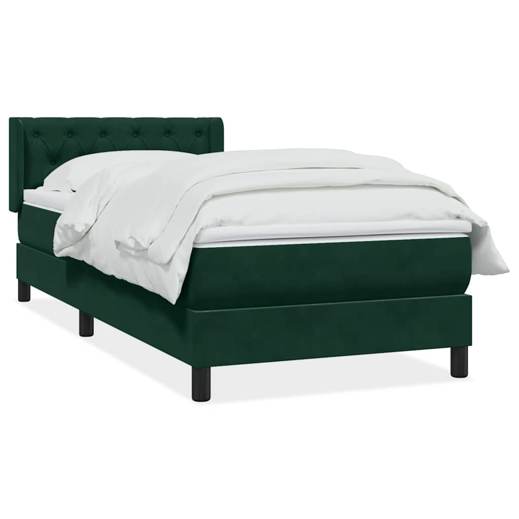 vidaXL Box Spring κρεβάτι με στρώμα σκούρο πράσινο 80x220εκ. Βελούδινο