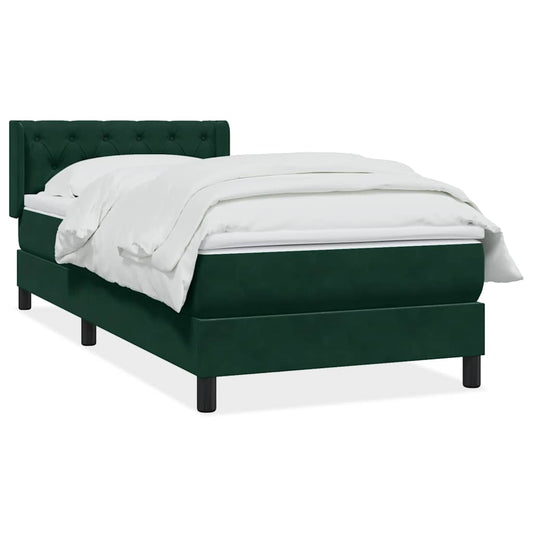 vidaXL Box Spring κρεβάτι με στρώμα σκούρο πράσινο 80x220εκ. Βελούδινο