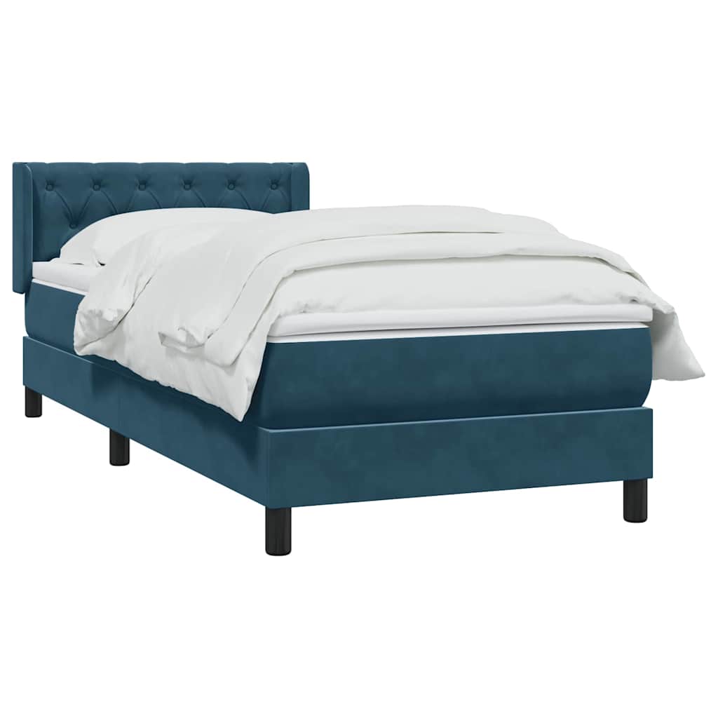 vidaXL Κρεβάτι Boxspring με Στρώμα Σκούρο Μπλε 80x220 εκ. Βελούδινο