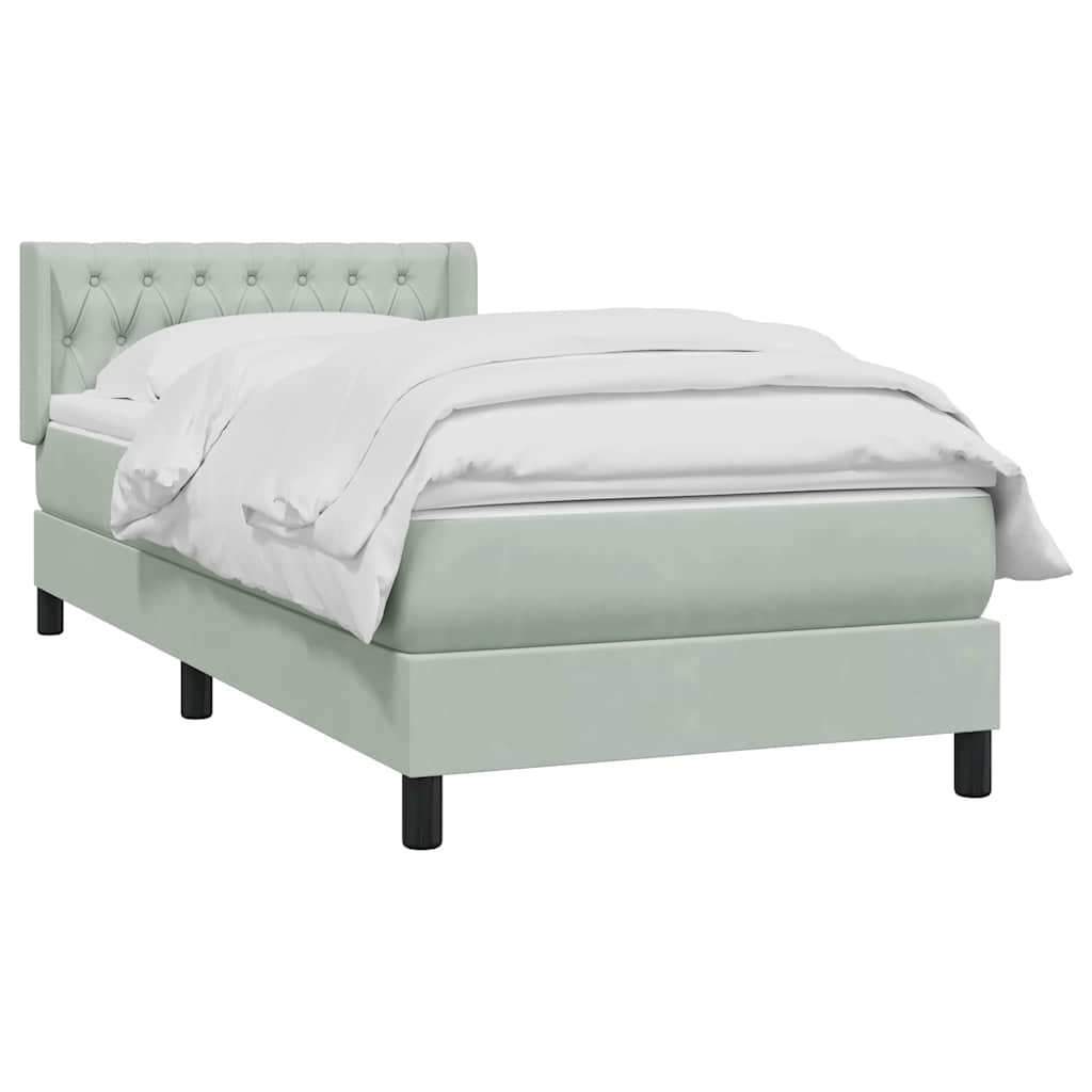 vidaXL Box Spring κρεβάτι με στρώμα ανοιχτό γκρι 90x220 εκ. Βελούδινο