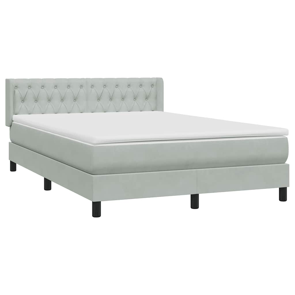 vidaXL Κρεβάτι Boxspring με Στρώμα Ανοιχτό Γκρι 160x220 εκ. Βελούδινο