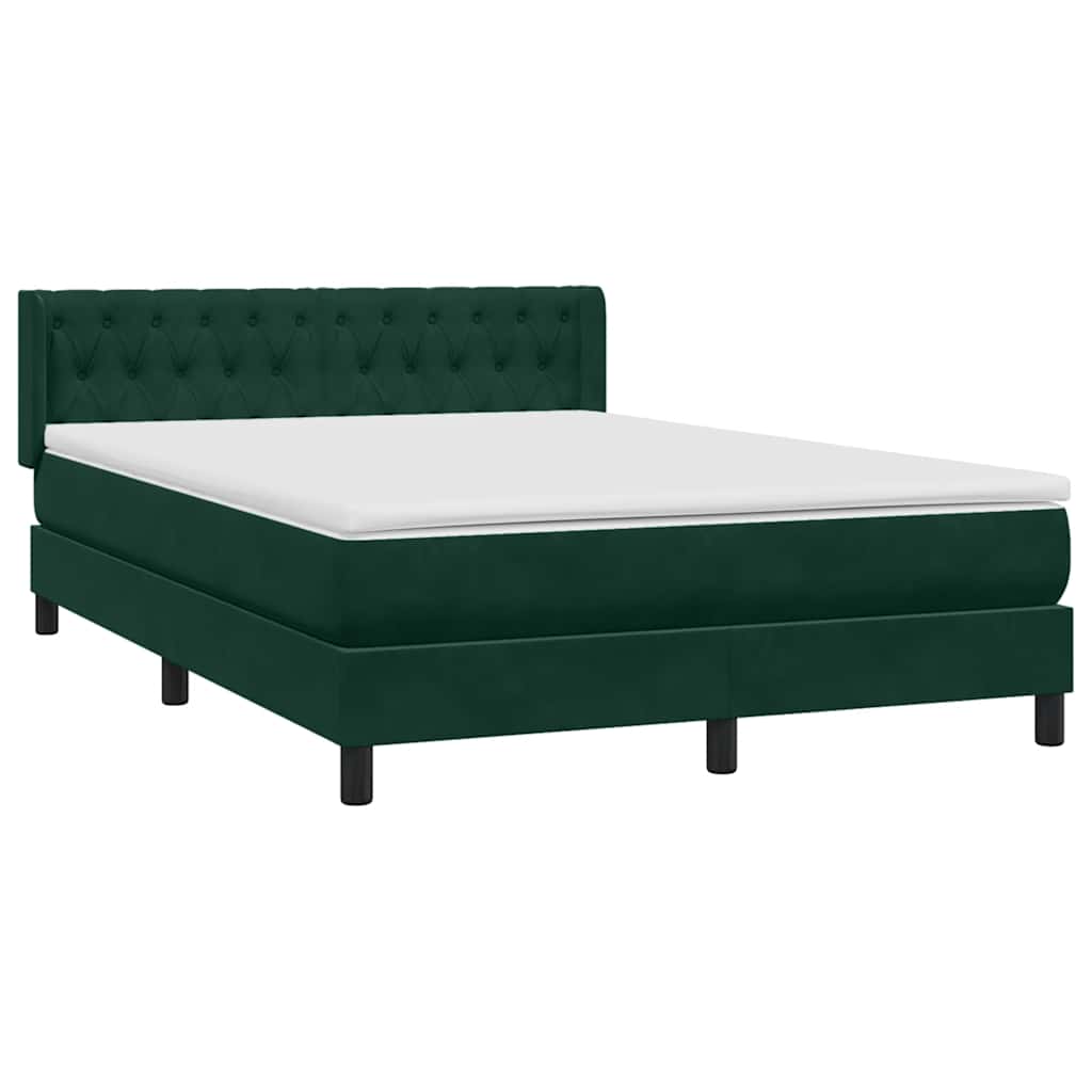 vidaXL Box Spring κρεβάτι με στρώμα σκούρο πράσινο 160x220cm Βελούδινο
