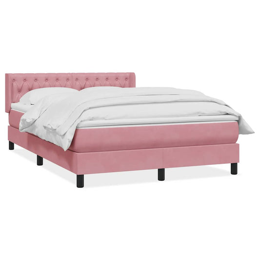 vidaXL Box Spring κρεβάτι με στρώμα ροζ 160x220 cm Βελούδινο